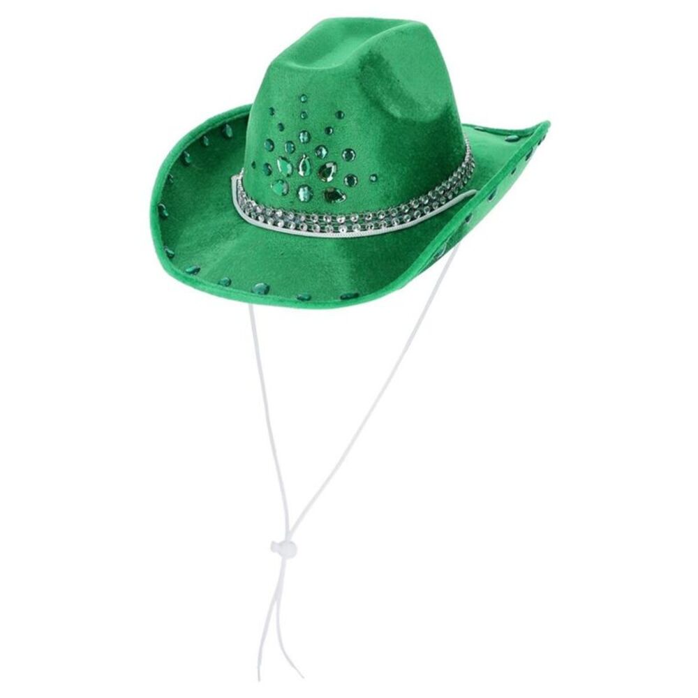 Smiffys Unisex Adult Rhinestone Cowboy Hat / Green